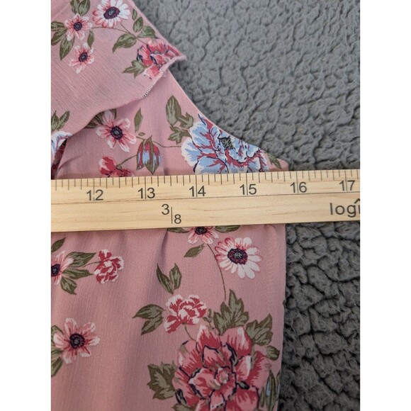 Almost Famous Womens Maxi Pink Dress Floral Sleeveless Ruffled Bust Sz M Garden - Picture 4 of 12